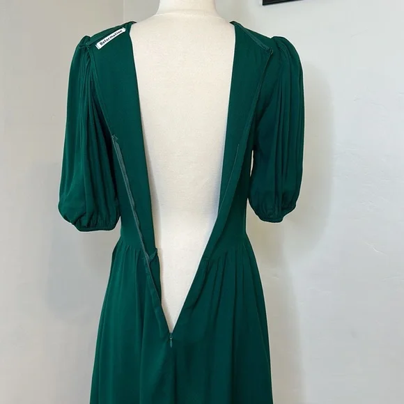 REFORMATION Dulce Mini Puff Sleeve Dress in Emerald, 8 - Picture 10 of 16